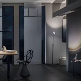 Lampa podłogowa Aldan - nowoczesne ciemne wnętrza