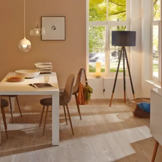 Lampa podłogowa Rurik - drewniany trójnóg skandynawski do salonu