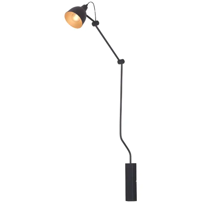 Czarna lampa ścienna Aida - regulowane ramię, nowoczesna