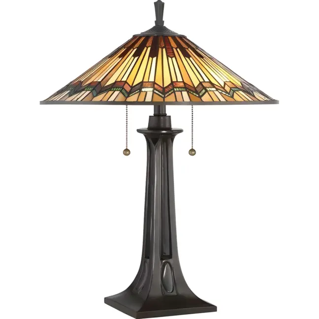 Lampa stołowa Alcott - kolor brązowy, pomarańczowy - QZ/ALCOTT/TL