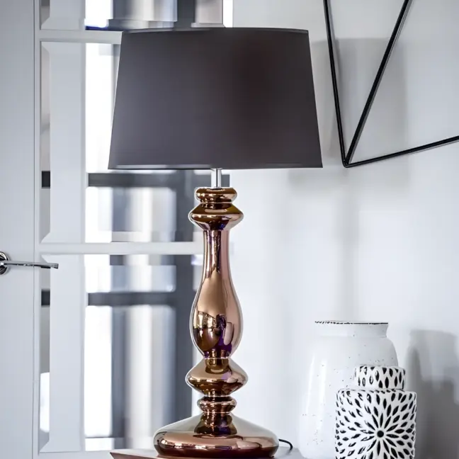 Lampa stołowa Versailles - kolor miedź, Czarny - L204261247