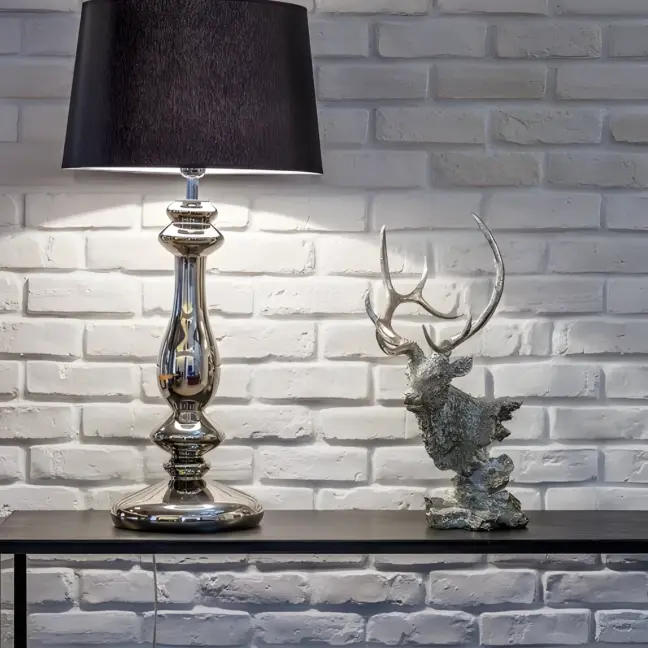 Lampa stołowa Versailles - kolor srebrny, Czarny - L204161247
