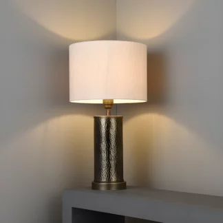 Lampa stołowa Indara - kolor beżowy, brązowy - 71591