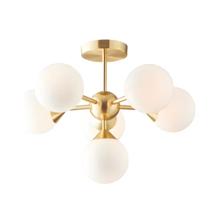 Lampa sufitowa Oscar - białe kule i złota oprawa