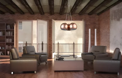 Lampa wisząca - 3 miedziane kule do salonu Rame