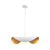 Wisząca lampa Enzo 60 w eleganckim biało-złotym wykończeniu ze szklanym mlecznym kloszem