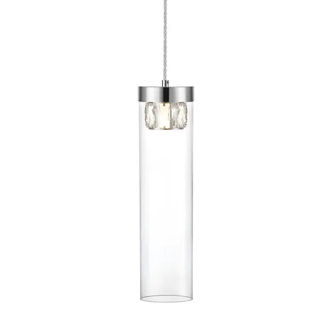 Lampa wisząca Gem - szklana tuba kryształowa