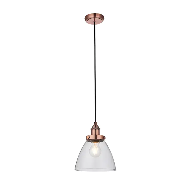 Lampa wisząca Hansen - kolor miedź, transparentny - 76332