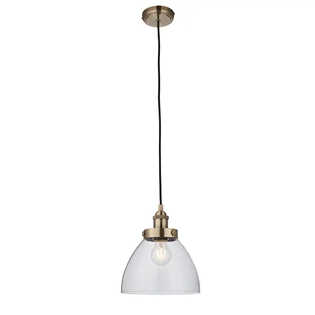 Lampa wisząca Hansen - kolor mosiądz, transparentny, złoty - 77272