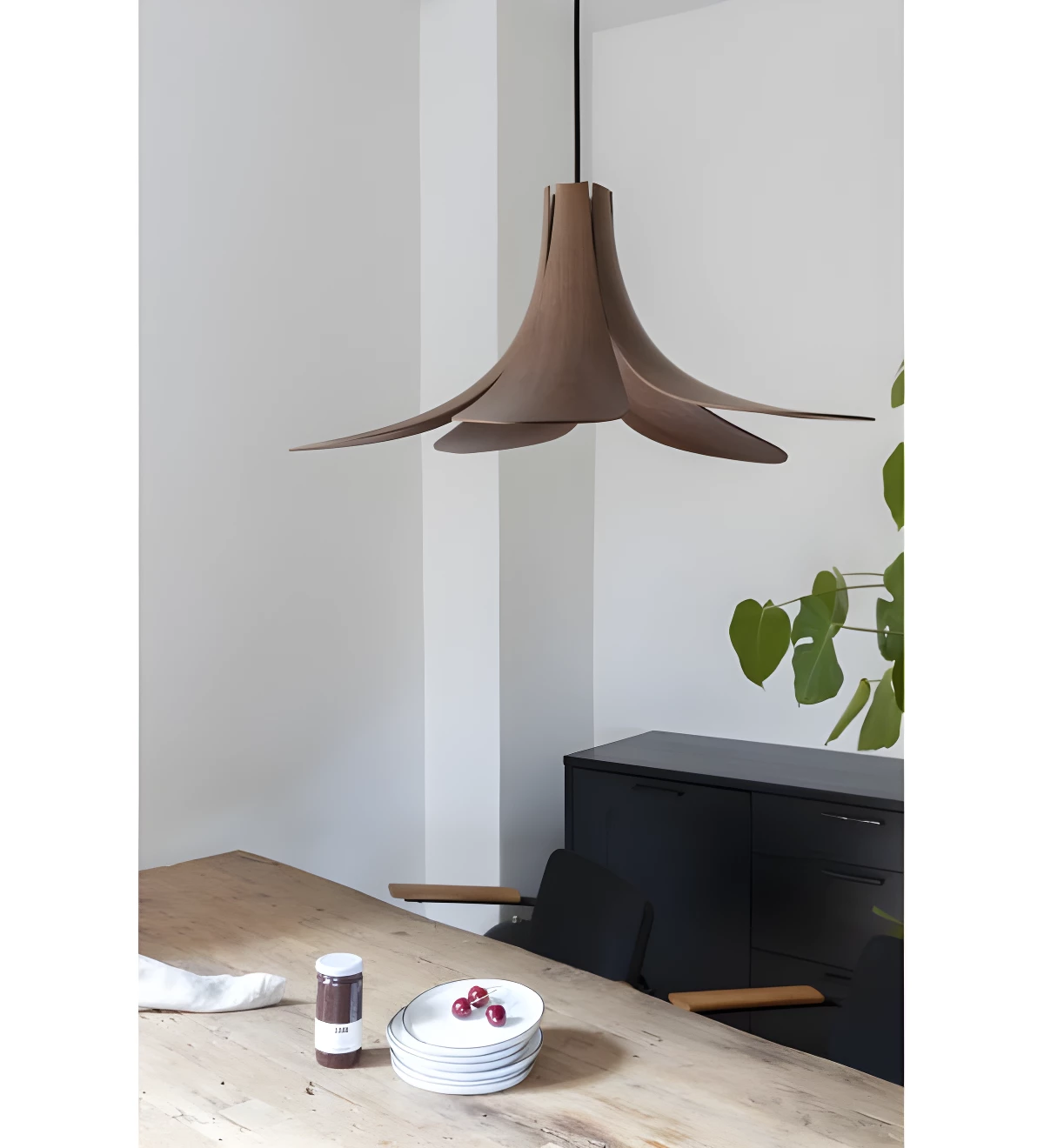 Lampa wisząca Jazz - ciemny dąb - płatki - salon i jadalnia