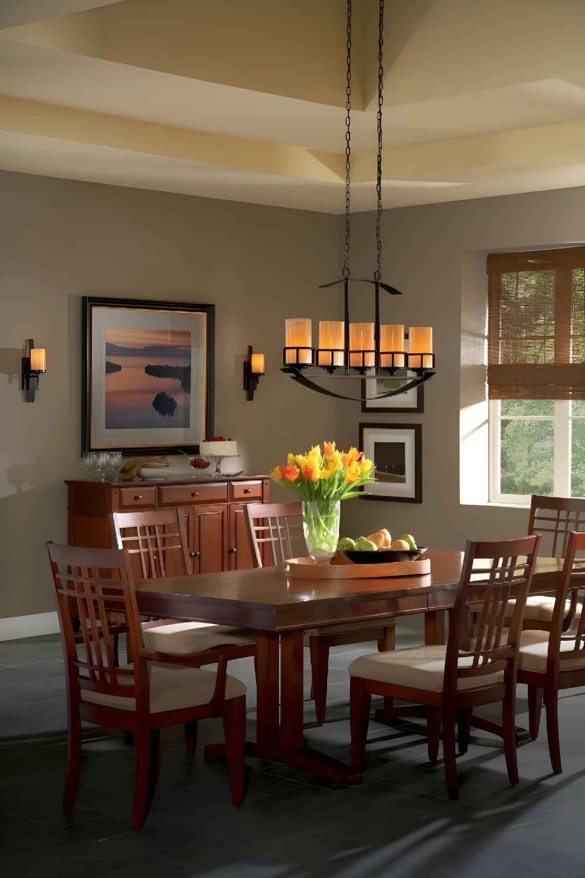 Lampa wisząca Kyle - kolor beżowy, brązowy, żółty - QZ/KYLE5/ISLE