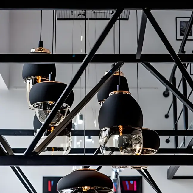 Lampa wisząca Miranda Wide do restauracji i kawiarni - beż i czerń