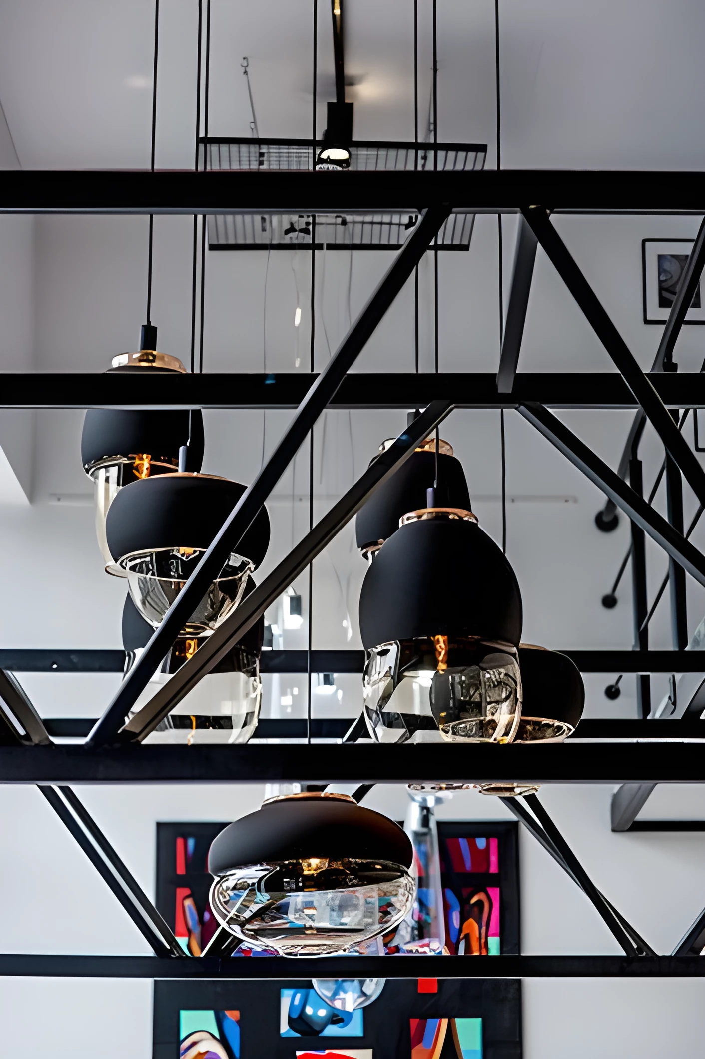 Lampa wisząca Miranda Wide do restauracji i kawiarni - beż i czerń