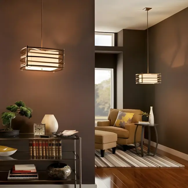 Lampa wisząca Moxie - kolor beżowy, brązowy - KL/MOXIE/P/S