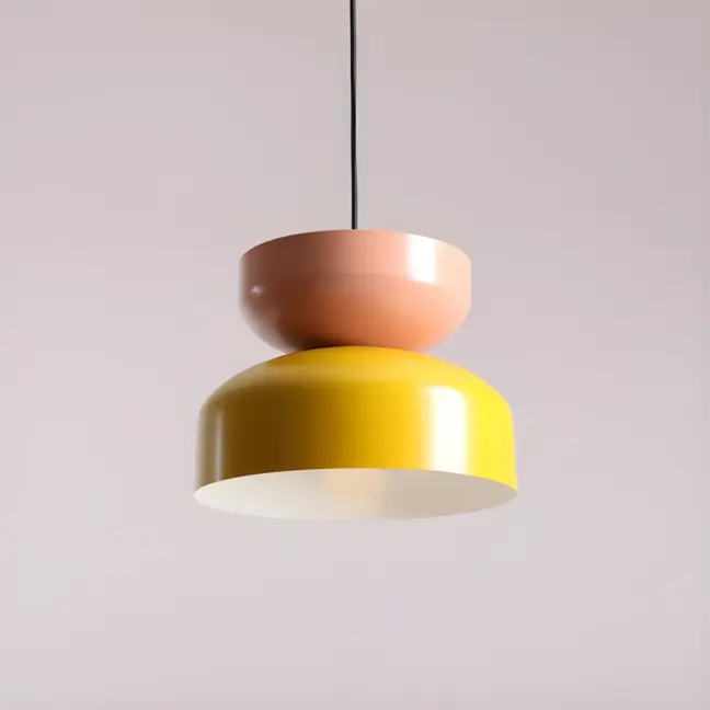 Lampa wisząca Tula w designerskim stylu z kloszem w kolorze żółto-różowym