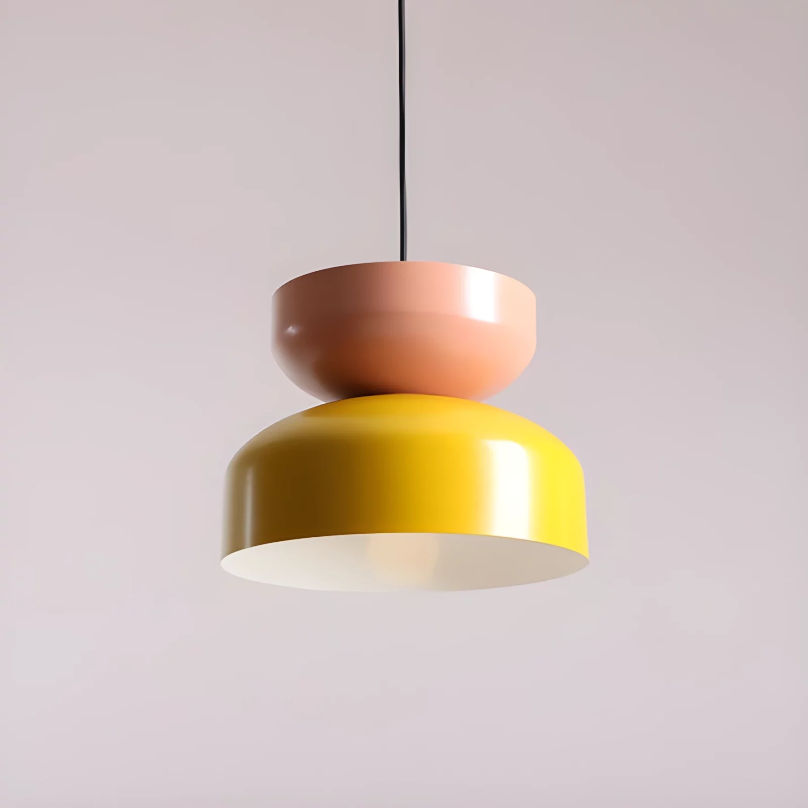 Lampa wisząca Tula w designerskim stylu z kloszem w kolorze żółto-różowym