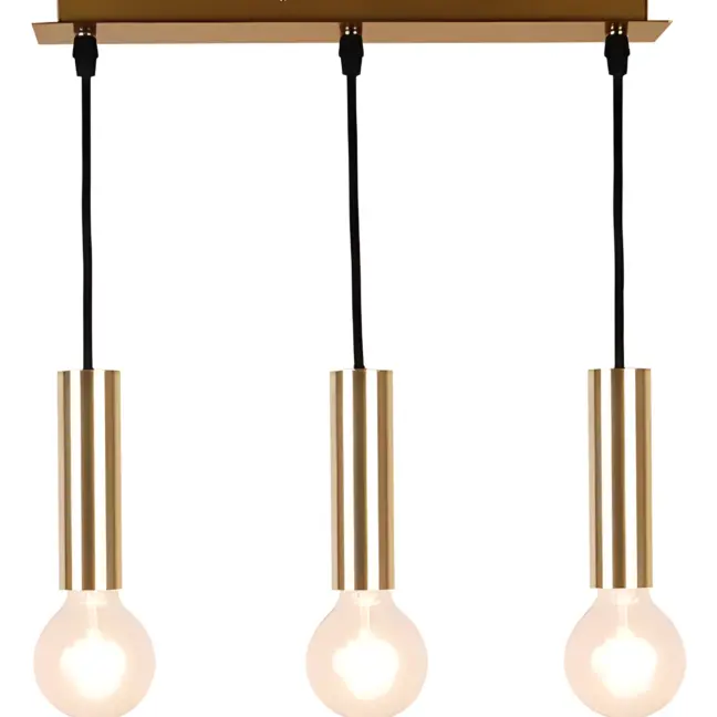 Potrójna złota lampa wisząca na szynie Dallas - wyspa i kuchnia + jadalnia