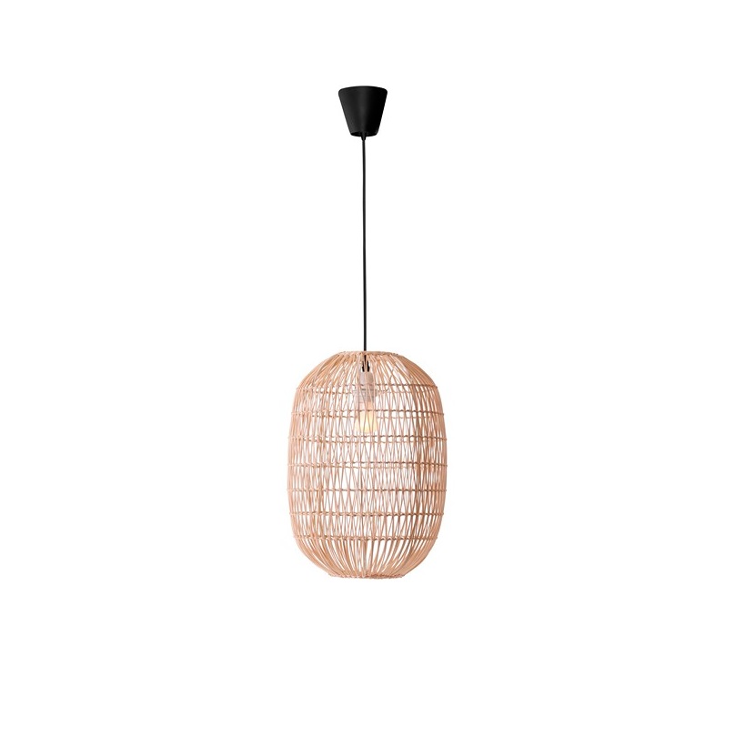 Lampa wisząca Zoreli w kolorze beżowym z rattanu