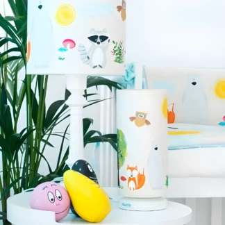 Lampka nocna Przyjaciele Lasu - biała tuba w kolorowe zwierzątka