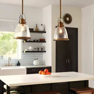 Lampa wisząca Hobson  - kolor mosiądz, transparentny - FE/HOBSON/P/M AB