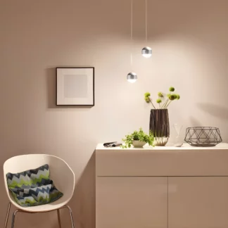 Nieduża lampa wisząca Capsule II - biała, system szynowy