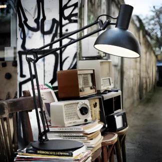 Lampa biurkowa na ruchomym ramieniu Arki - czarna metalowa