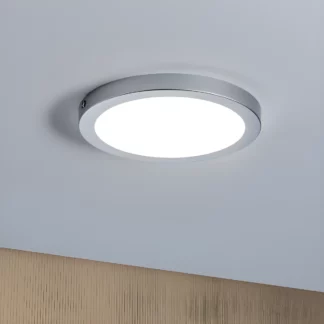 Płaski plafon Atria - srebrny plafon łazienkowy LED