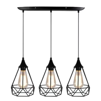 Czarna lampa wisząca Graf - potrójna druciana