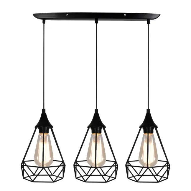 Czarna lampa wisząca Graf - potrójna druciana