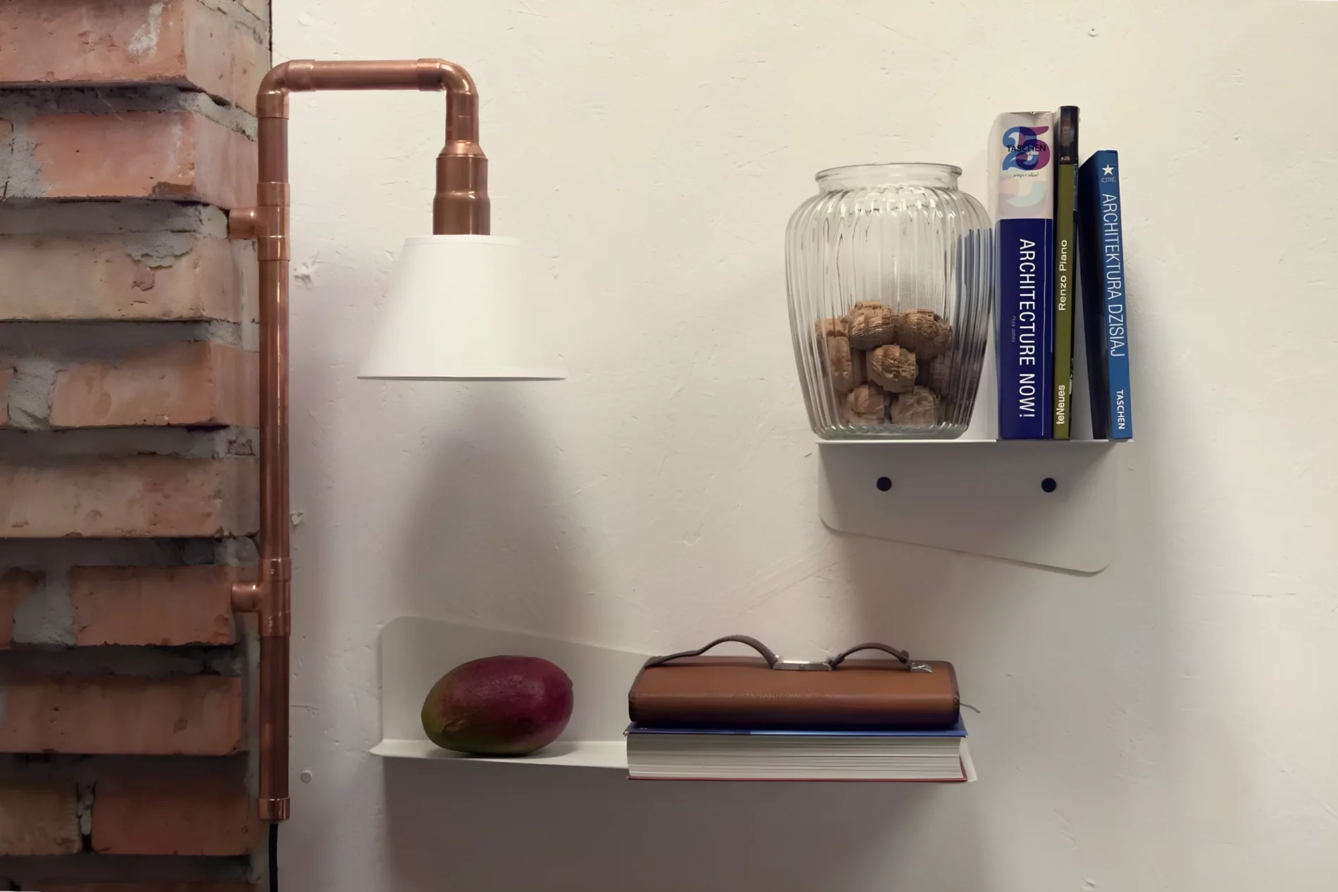 Lampa ścienna Wand - podstawa z rurek, biały abażur