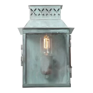 Stylowa lampa ścienna Lambeth - szklana latarnia, IP44