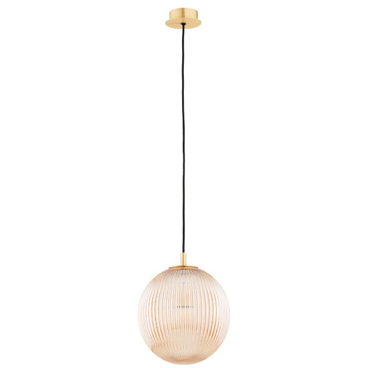 Promocyjna lampa wisząca Paloma z miodowego szkła – kula w złotym wykończeniu