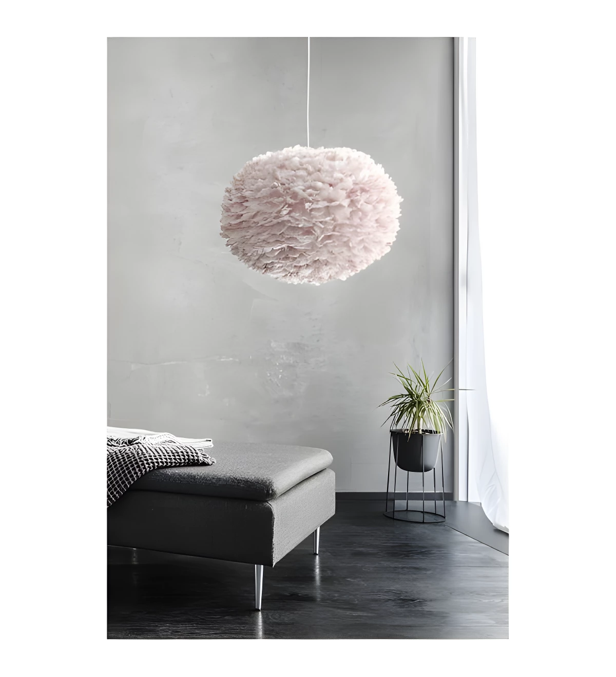 Różowa lampa wisząca Eos L - do salonu i sypialni