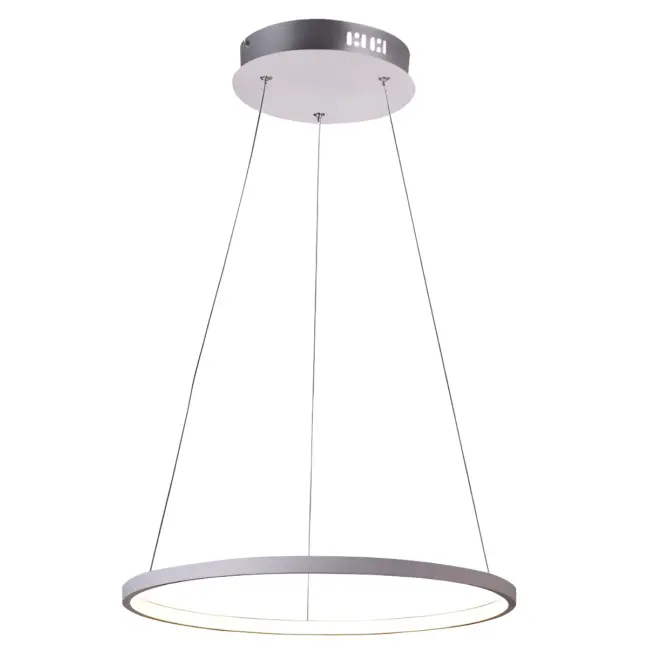 Nowoczesna lampa wisząca Lune - biały ring LED
