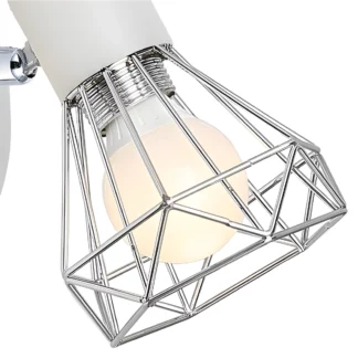 Biały kinkiet Verve - druciany klosz dla chłopca