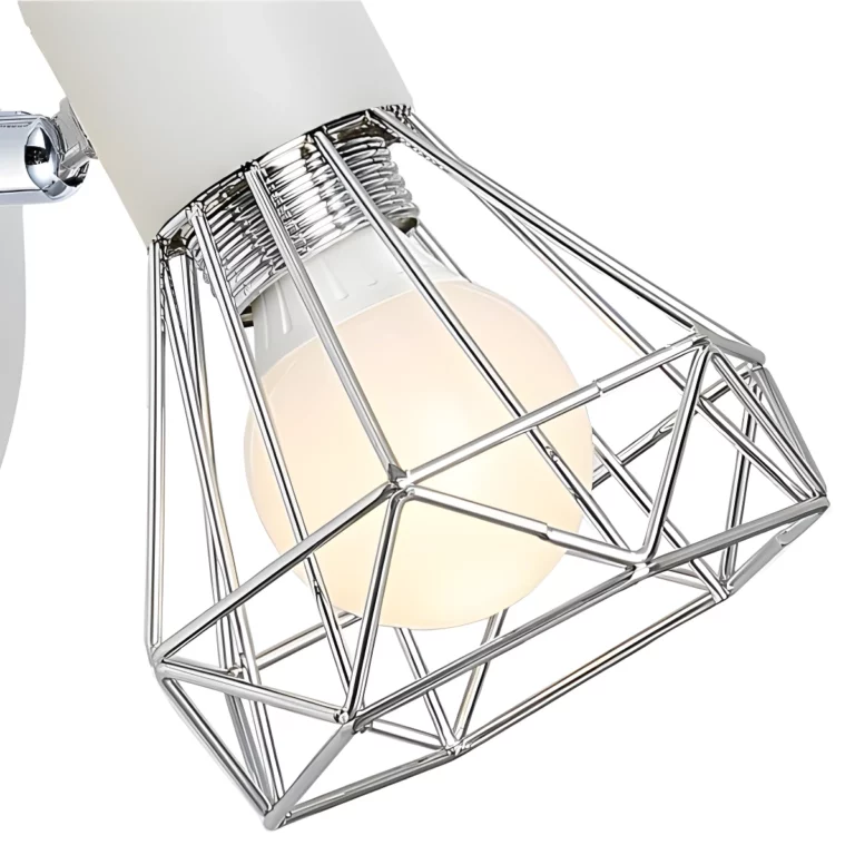 Biały kinkiet Verve - druciany klosz dla chłopca