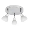 Srebrna lampa sufitowa Roy - okragła podstawa, białe klosze