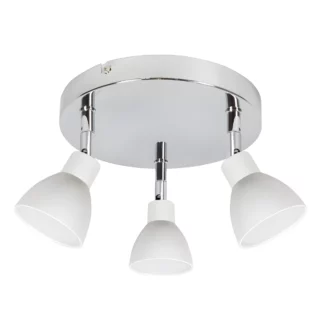 Srebrna lampa sufitowa Roy - okragła podstawa, białe klosze