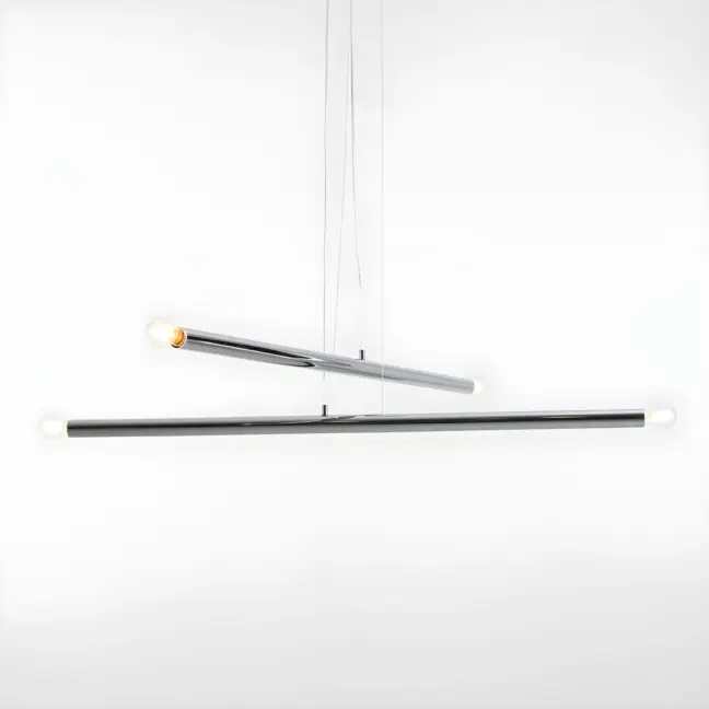 Wisząca lampa Tubo 4 w kolorze srebrnym z możliwością wymiany żarówek
