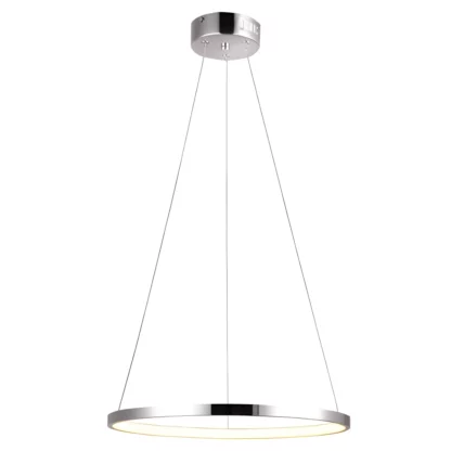Srebrna lampa wisząca Lune - LED - koło - obręcz