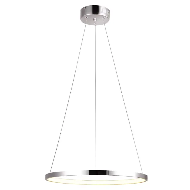 Srebrna lampa wisząca Lune - LED - koło - obręcz