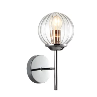 Srebrny kinkiet Best - szklana kula do sypialni i salonu