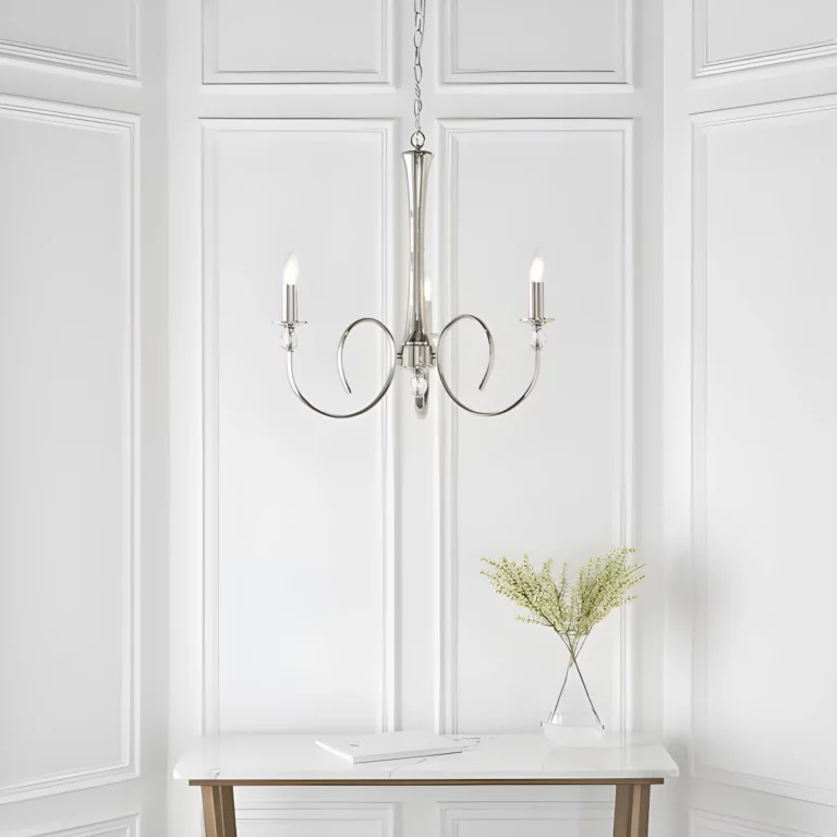 Srebrny żyrandol Fabia - Interiors - z kryształami - jadalnia