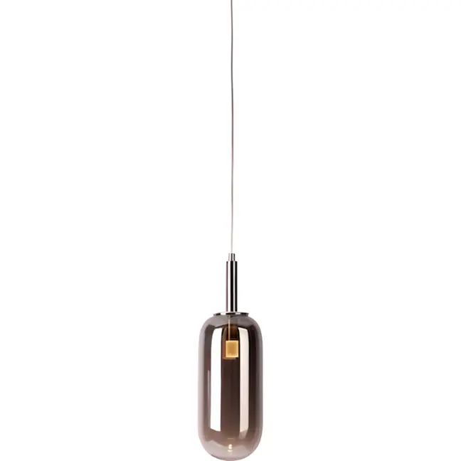 Podłużna lampa wisząca ze szkła Fiuggi - szara szklana tuba do salonu
