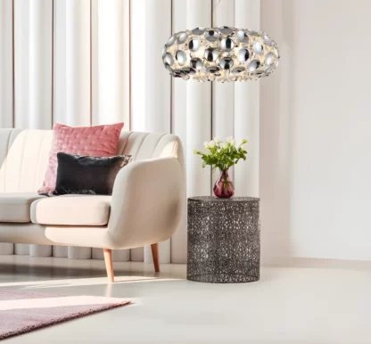 Srebrna lampa wisząca Ferrara - do salonu new hampton