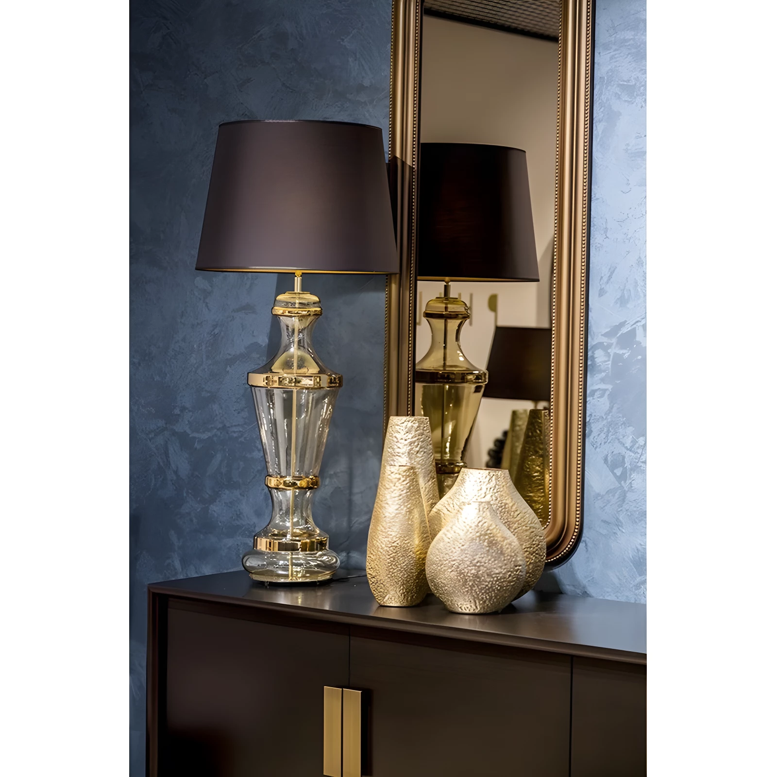 Lampa stołowa Roma Gold - kolor transparentny, złoty, Czarny - L225242257
