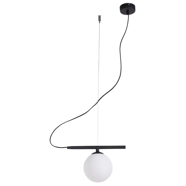 Lampa wisząca Beryl - czarna, szklany klosz
