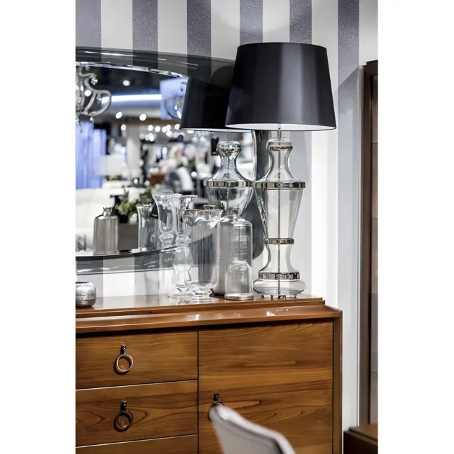 Lampa stołowa Roma Platinum - kolor srebrny, transparentny, Czarny - L225282263