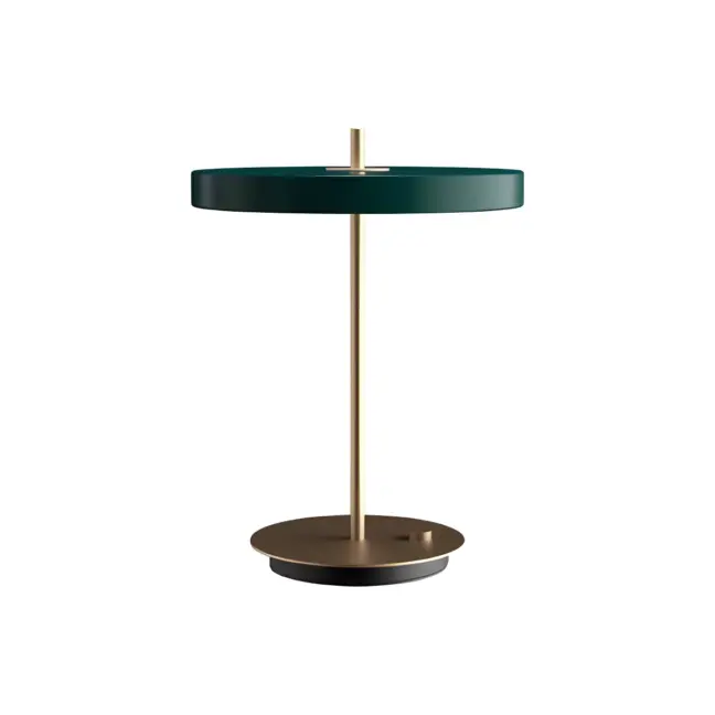 Zielona płaska lampa stołowa Asteria - LED do salonu i sypialni