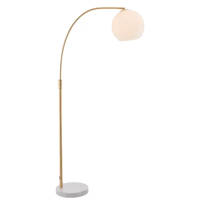 Złota lampa podłogowa Otto - z kulistym kloszem